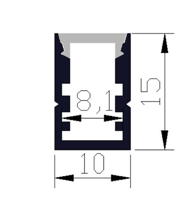 Perfil de alumínio 10 x 15m da luz do diodo emissor de luz de 6063 ligas com tampas de Mpolycarbonate