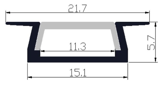 O perfil de alumínio da luz de 6063 diodos emissores de luz Recessed a montagem 21,7 x 5.7mm
