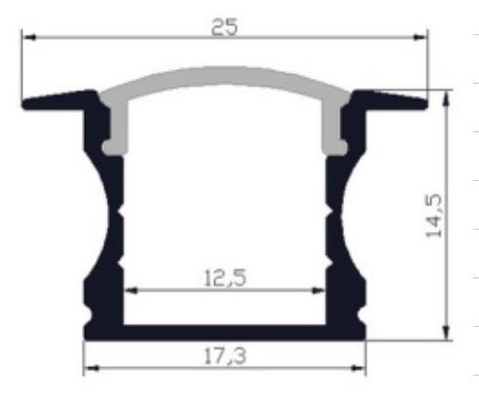 Perfil de alumínio Recessed 25 x 14.5mm RoHS da luz do diodo emissor de luz da montagem